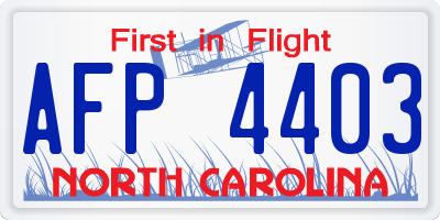 NC license plate AFP4403