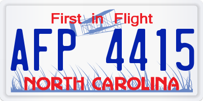 NC license plate AFP4415