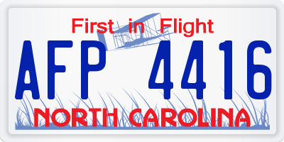 NC license plate AFP4416