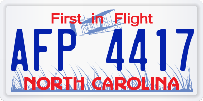 NC license plate AFP4417