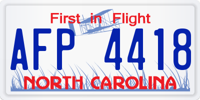 NC license plate AFP4418
