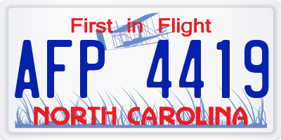 NC license plate AFP4419