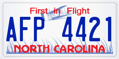 NC license plate AFP4421