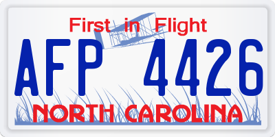 NC license plate AFP4426