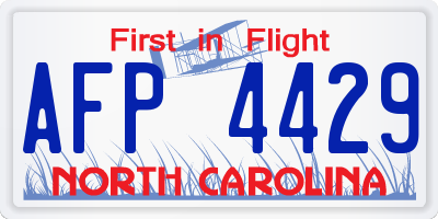 NC license plate AFP4429