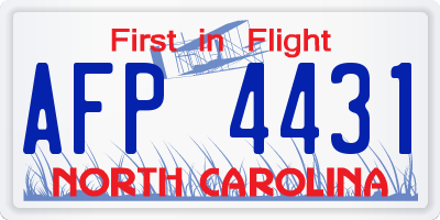 NC license plate AFP4431