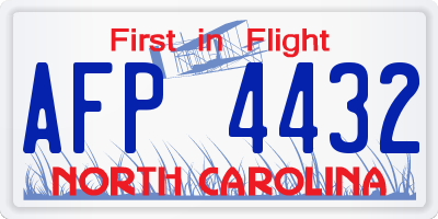 NC license plate AFP4432