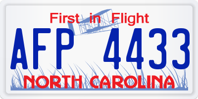 NC license plate AFP4433