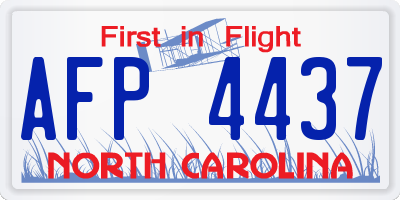 NC license plate AFP4437