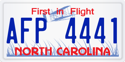 NC license plate AFP4441