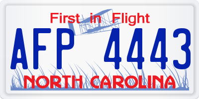 NC license plate AFP4443