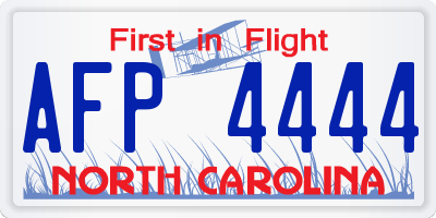 NC license plate AFP4444