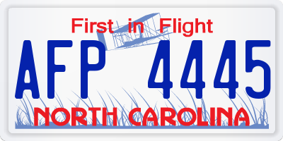 NC license plate AFP4445