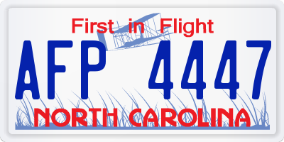 NC license plate AFP4447