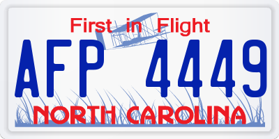 NC license plate AFP4449
