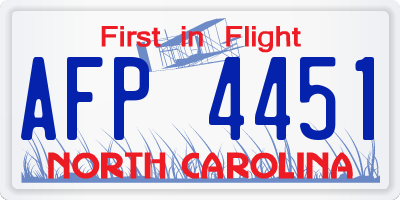NC license plate AFP4451