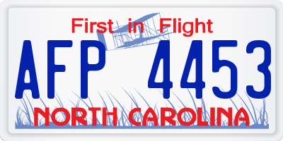 NC license plate AFP4453