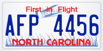 NC license plate AFP4456