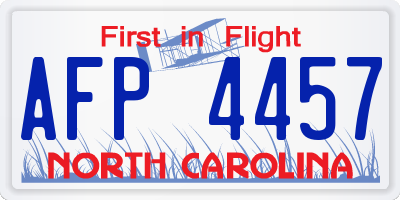 NC license plate AFP4457