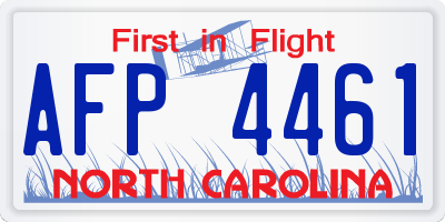 NC license plate AFP4461
