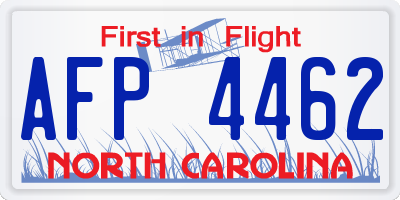 NC license plate AFP4462