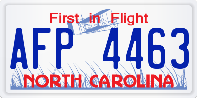 NC license plate AFP4463