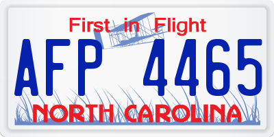 NC license plate AFP4465