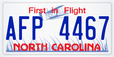 NC license plate AFP4467
