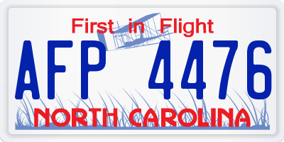 NC license plate AFP4476