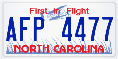 NC license plate AFP4477