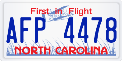 NC license plate AFP4478