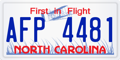 NC license plate AFP4481