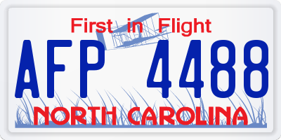 NC license plate AFP4488