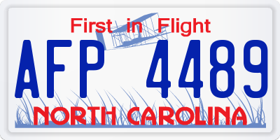 NC license plate AFP4489