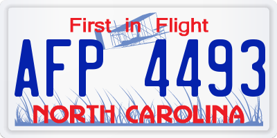 NC license plate AFP4493
