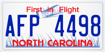 NC license plate AFP4498