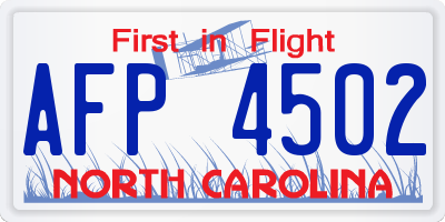 NC license plate AFP4502