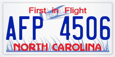 NC license plate AFP4506