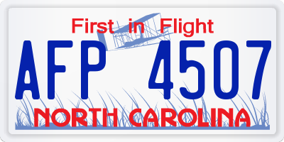 NC license plate AFP4507