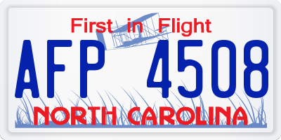 NC license plate AFP4508