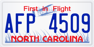 NC license plate AFP4509