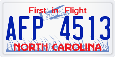 NC license plate AFP4513