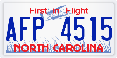 NC license plate AFP4515