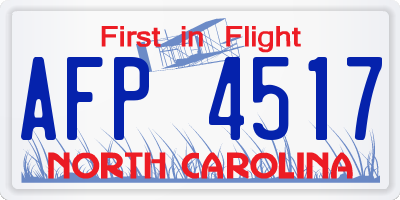 NC license plate AFP4517