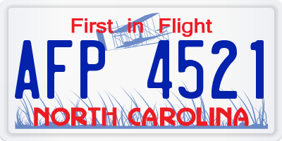 NC license plate AFP4521