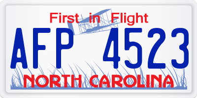 NC license plate AFP4523
