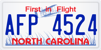 NC license plate AFP4524