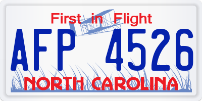 NC license plate AFP4526