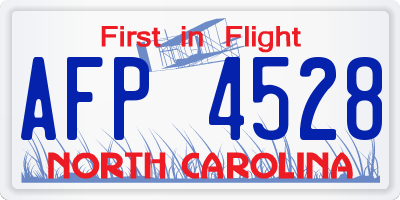 NC license plate AFP4528
