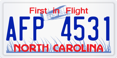 NC license plate AFP4531